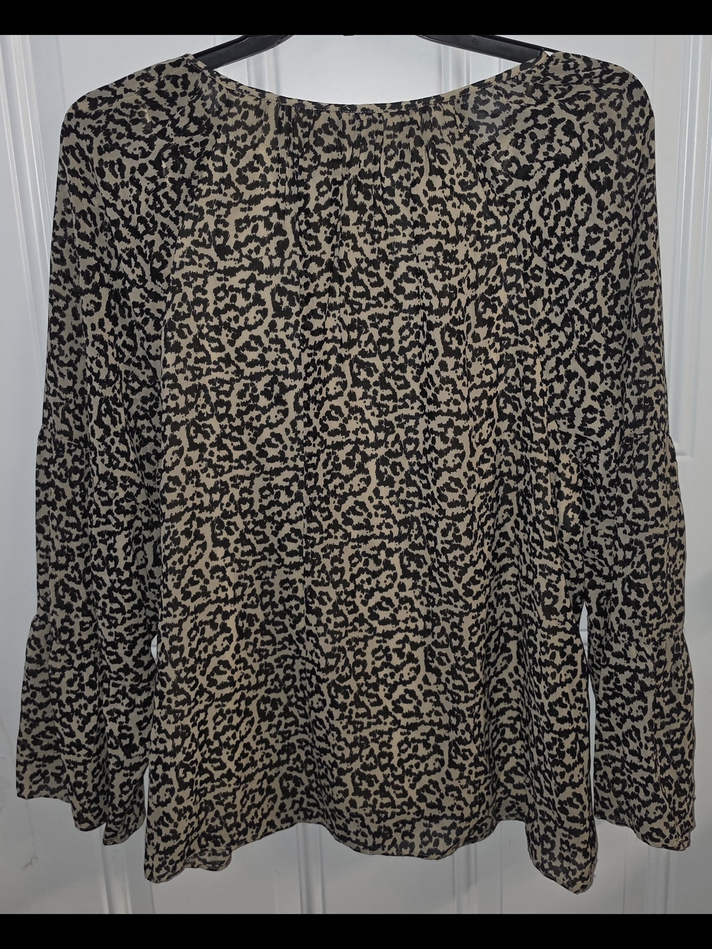 JM Collection Leopard-Print Peasant Blouse - Black & Cream - Picture 2 of 9